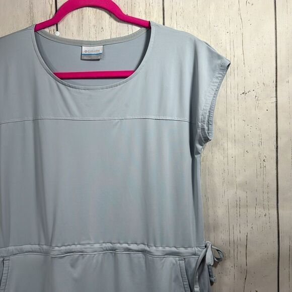 Columbia Light Blue Drawstring Waist Active T Shirt Dress Outdoor Sporty Size S - Picture 4 of 14